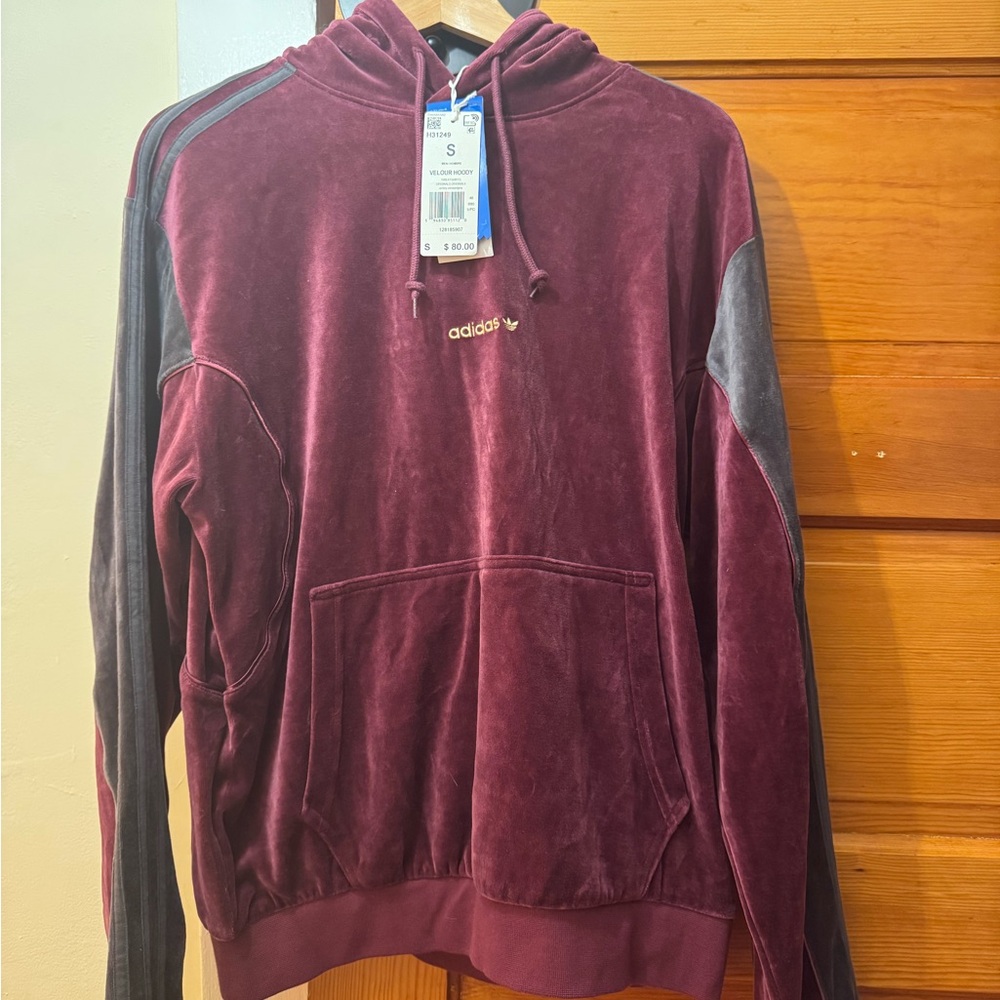 adidas Crimson & gray Hooded Crewneck Sweater